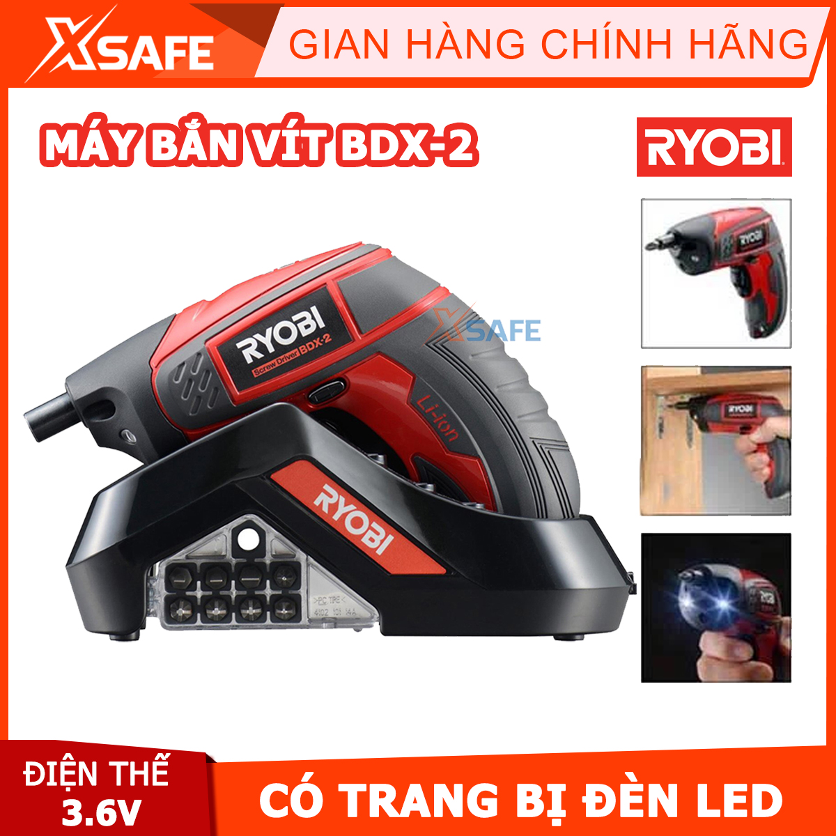 Máy vặn vít cầm tay 3.6V RYOBI BDX-2 Tốc độ không tải lên tới 180rpm, máy nhỏ gọn dễ dàng cất giữ và di chuyển, Dễ dàng thao tác bắt vít có độ chính xác cao