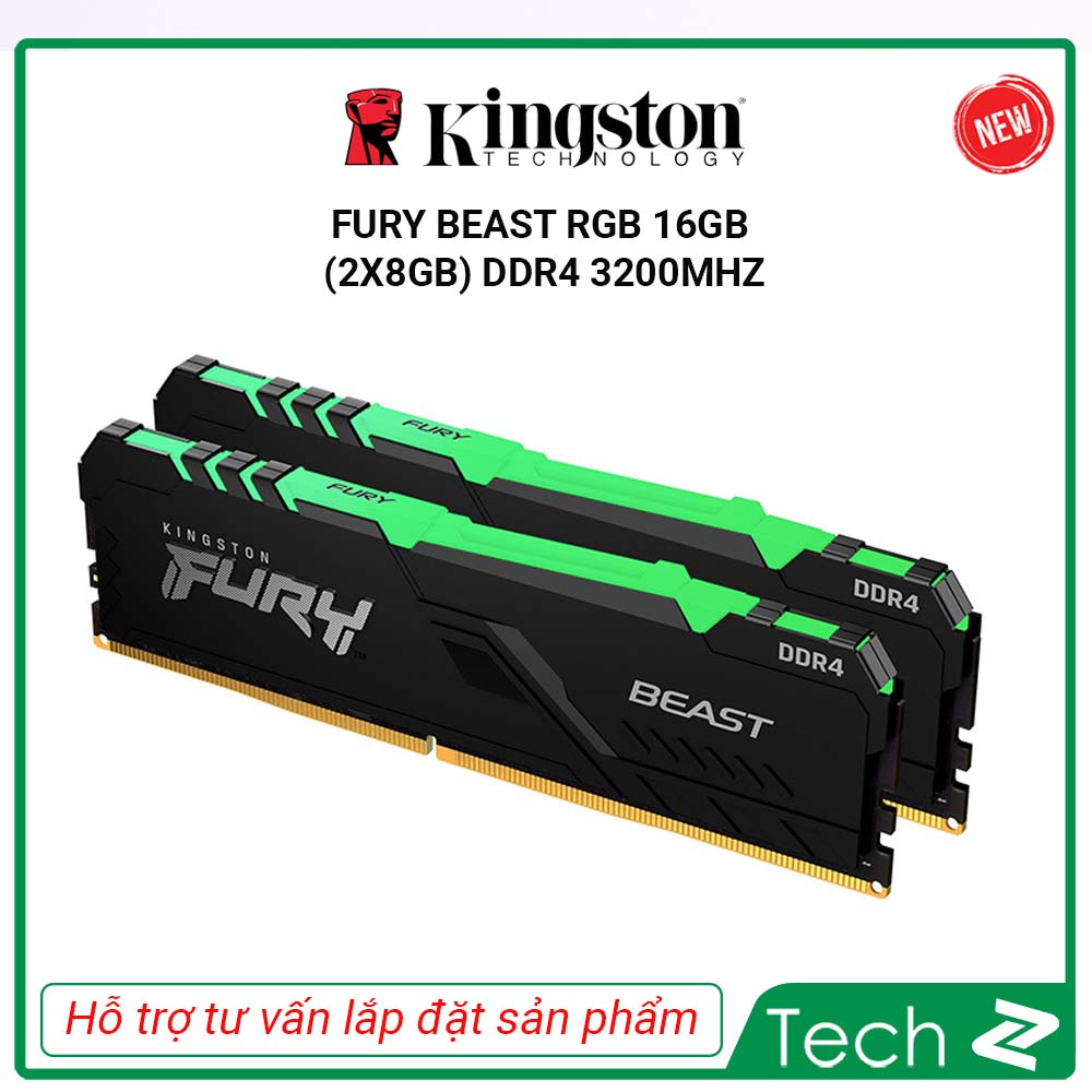 Ram Kingston Fury Beast RGB 16GB 2x8GB DDR4 3200Mhz