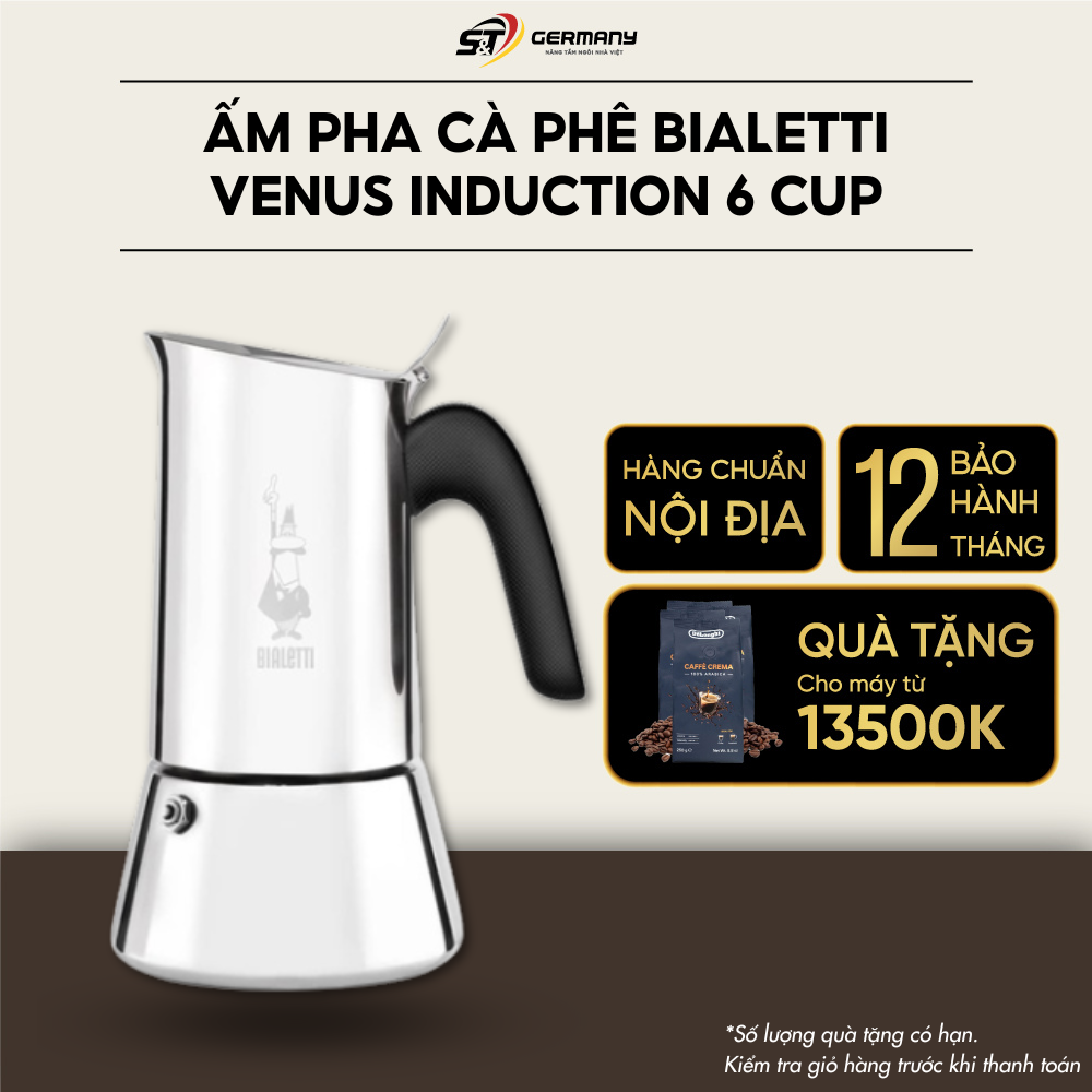 Ấm pha cà phê bialetti venus induction 6 cốc nội địa đức phù hợp hầu hết loại bếp thiết kế hiện đại germanysnt 630045