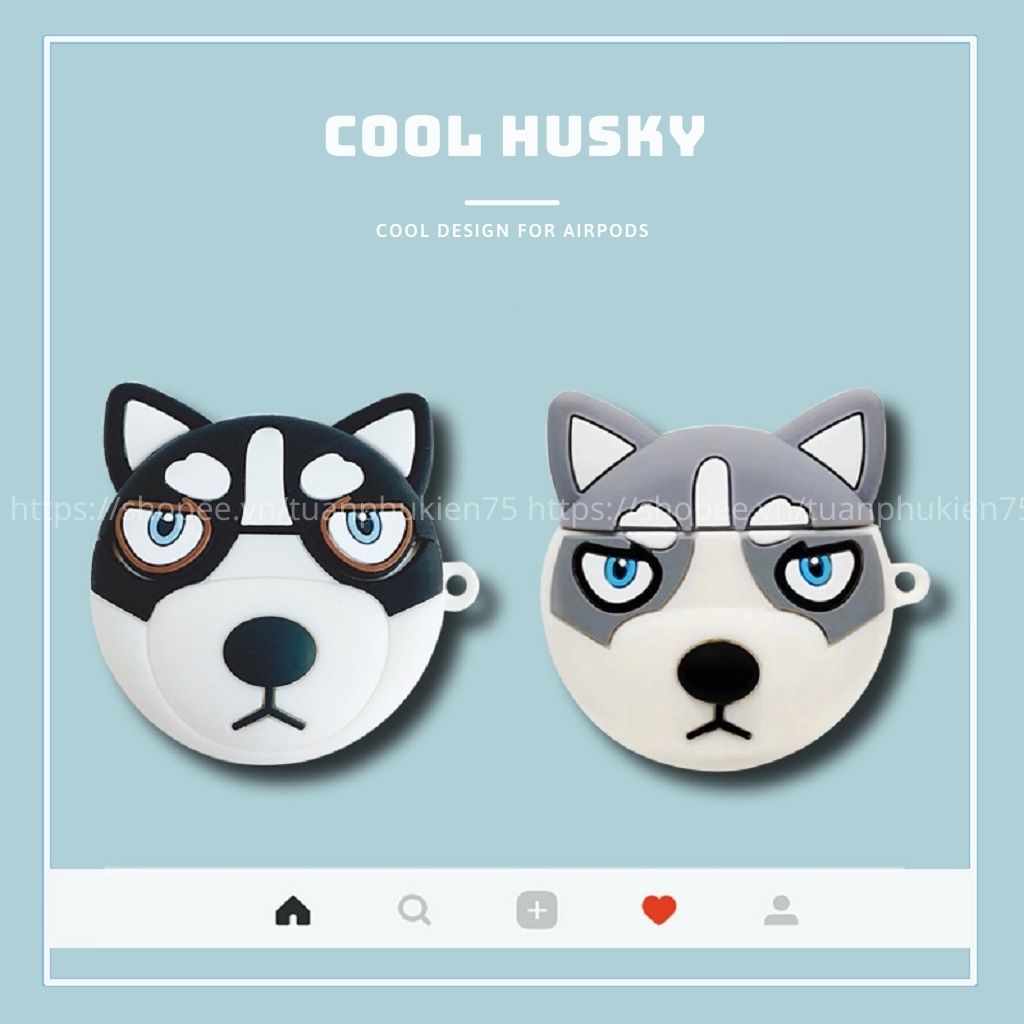 Airpod Case ⚡Freeship ⚡ VỎ BỌC AIRPOD COOL HUSKY Case Tai Nghe Không Dây Airpod 1/ 2/ i12/ Pro