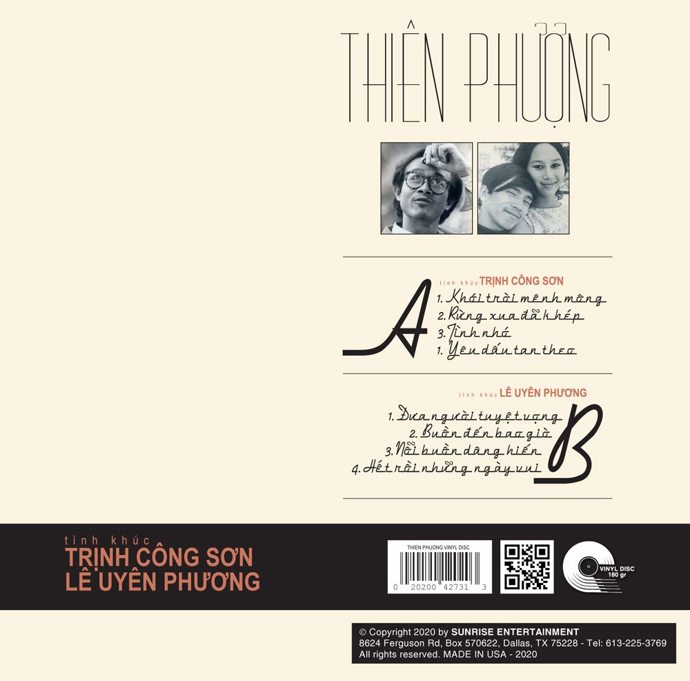 Đĩa than ca sĩ Thiên Phượng hát nhạc Trịnh Công Sơn và Lê Uyên Phương Vinyl