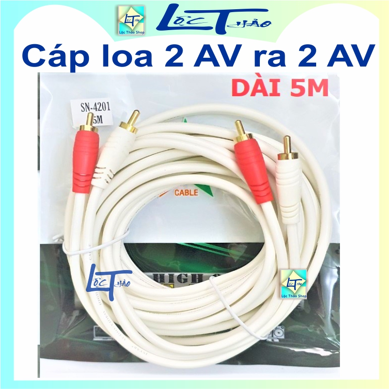 Cáp loa av 4 đầu hoa sen dài 5m jstar honjianda cao cấp - 2rca to 2rca stereo audio cable length