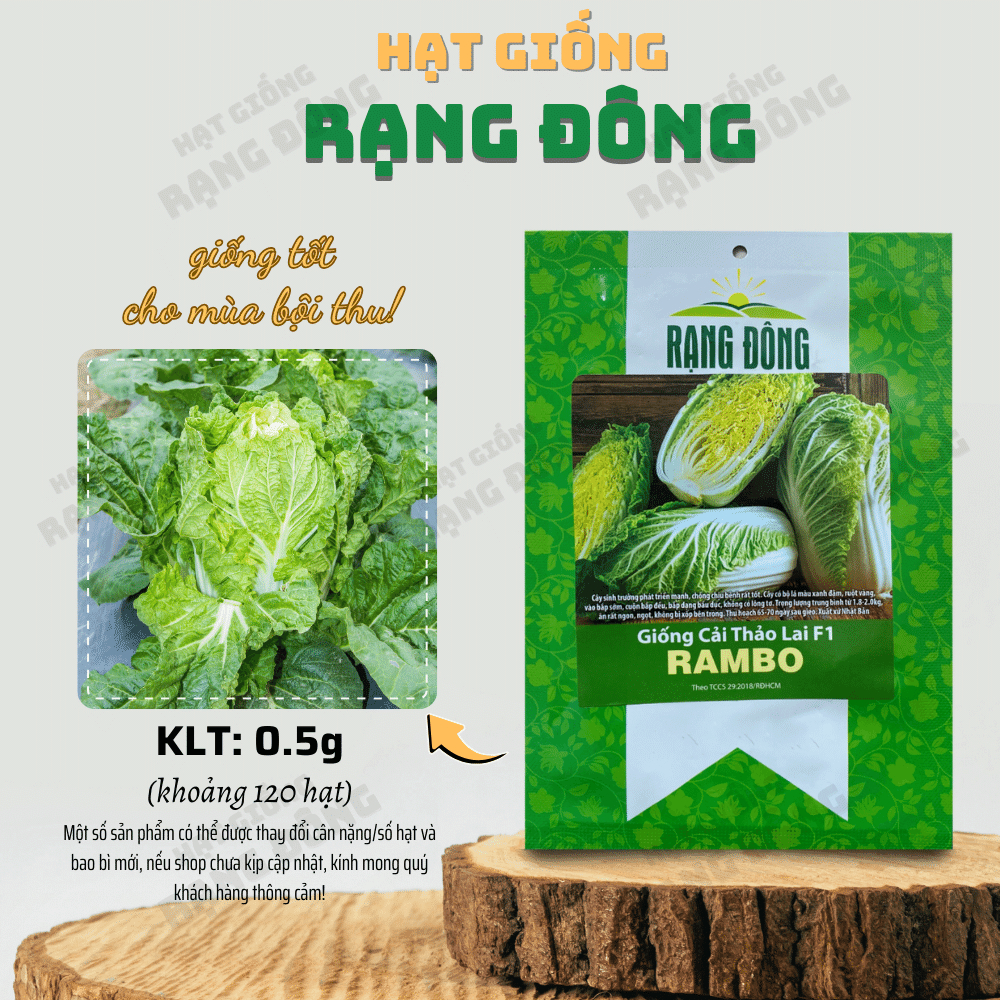 Hạt giống Cải Thảo Rambo bắp to, trồng quanh năm, dễ chăm sóc - Hạt giống Rạng Đông