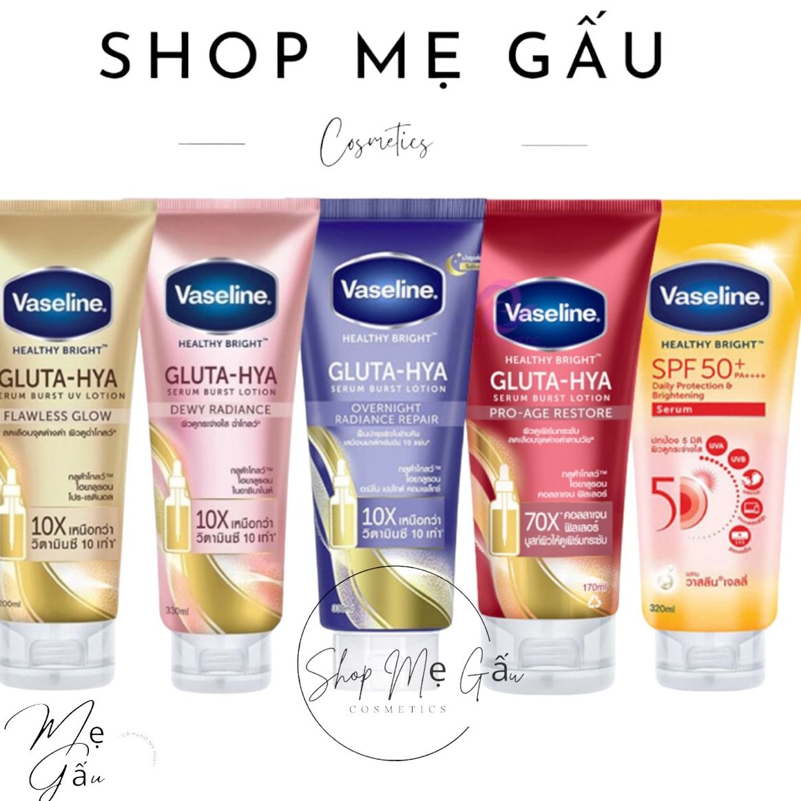 Sữa Dưỡng Thể Vaseline Healthy Bright Gluta HYA Serum 10X Thái Lan 300ml