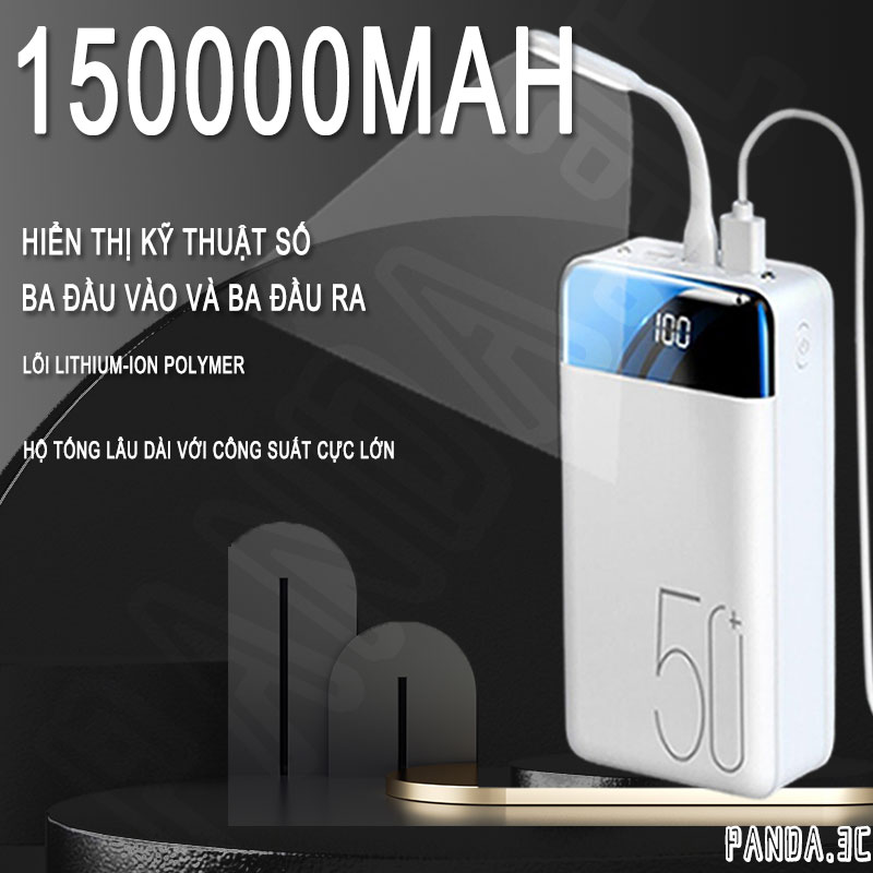 Sạc pin dự phòng Sạc bảo hiểm 150.000mAh màn hình kỹ thuật số ngân hàng điện dung lượng lớn chính hãng 100% với đèn LED