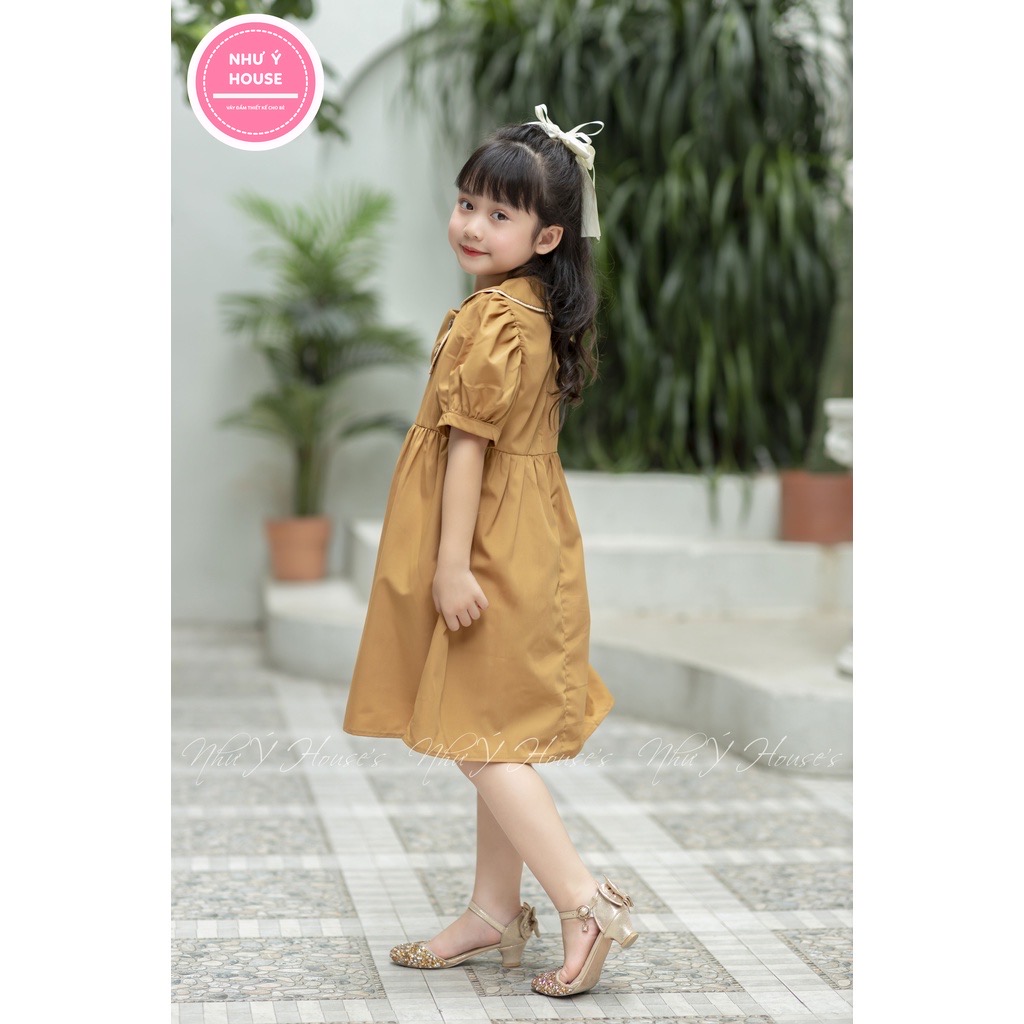 Váy bé gái 8-40kg💕𝑭𝑹𝑬𝑬𝑺𝑯𝑰𝑷 💕 như ý house's- đầm công chúa, váy trẻ em, hàng thiết kế - váy nâu nẹp xám - 8-40kg