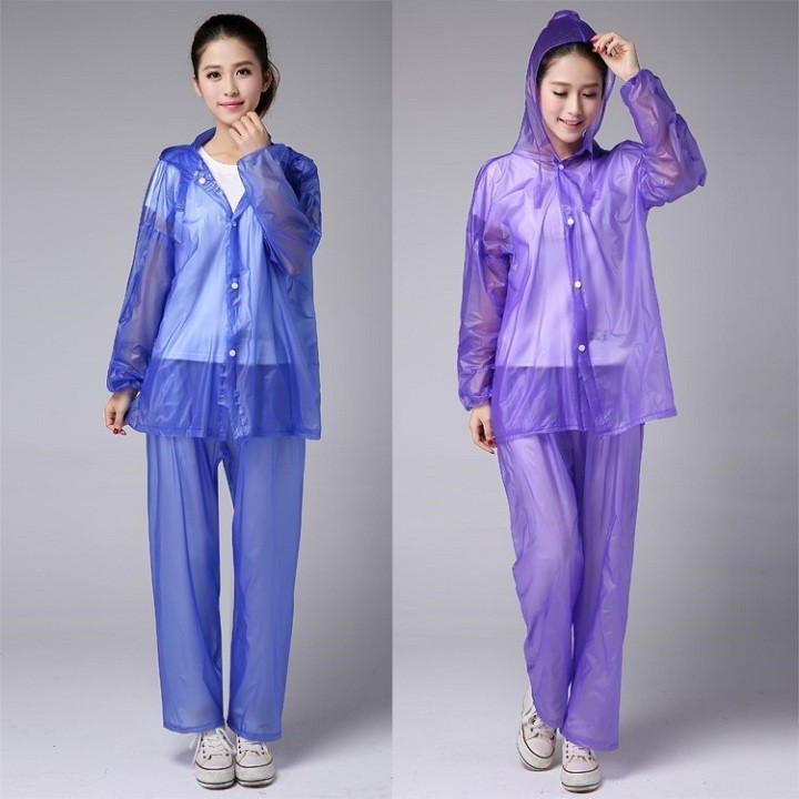 Áo mưa bộ cao cấp trong suốt nhiều màu - bộ quần áo đi mưa nilong chất lượng - áo mưa siêu bền siêu dai giá rẻ hàng cao cấp