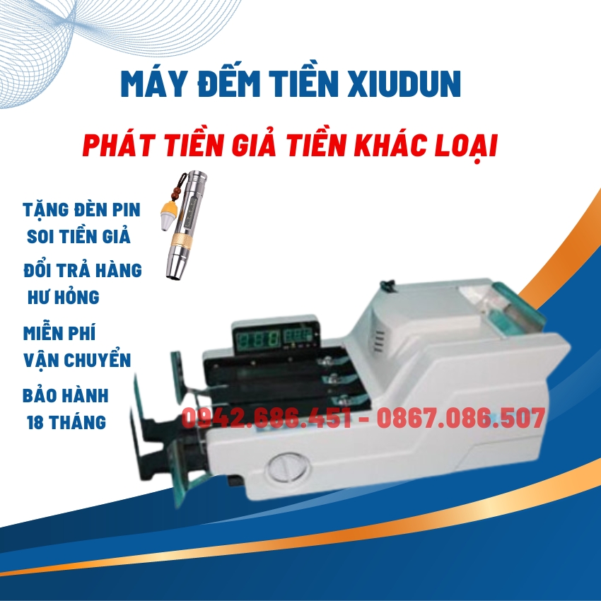 Máy đếm tiền XIUDUN -6300F máy đếm tiền đa chức năng, đếm và phát hiền tiền giả và tiền khác loại siêu chuẩn
