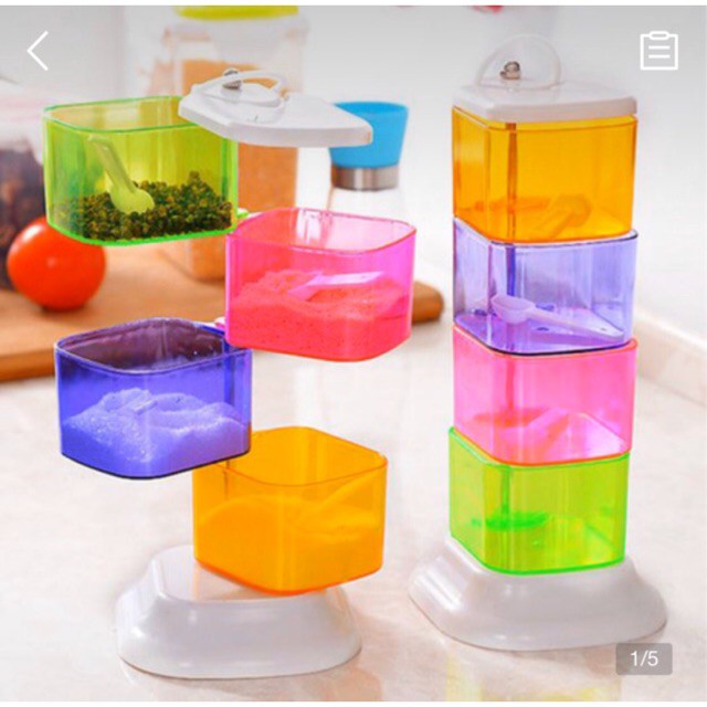 Hộp đựng gia vị 4 tầng xoay