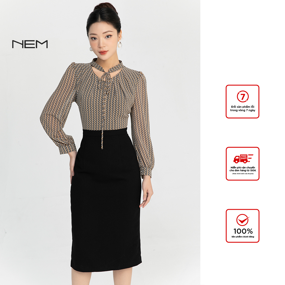 Đầm công sở nem fashion tay dài d41392