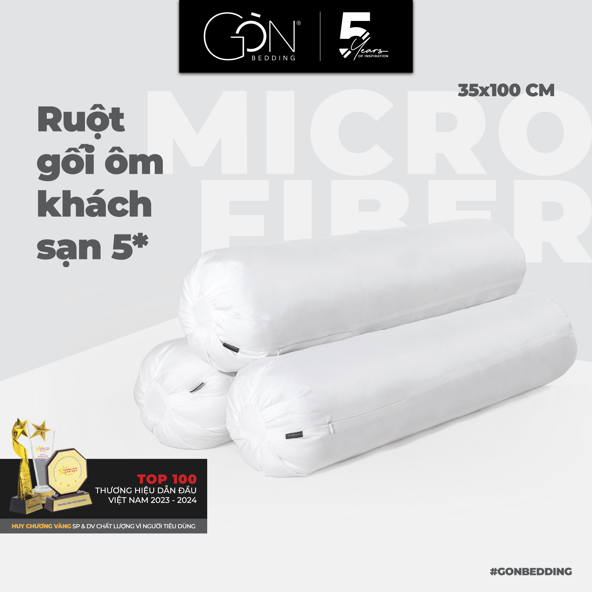 Ruột Gối Ôm 35x100 cm Gòn Bedding (01 cái) - Tùy Chọn Ruột Gòn Lông Vũ / Gòn Bi