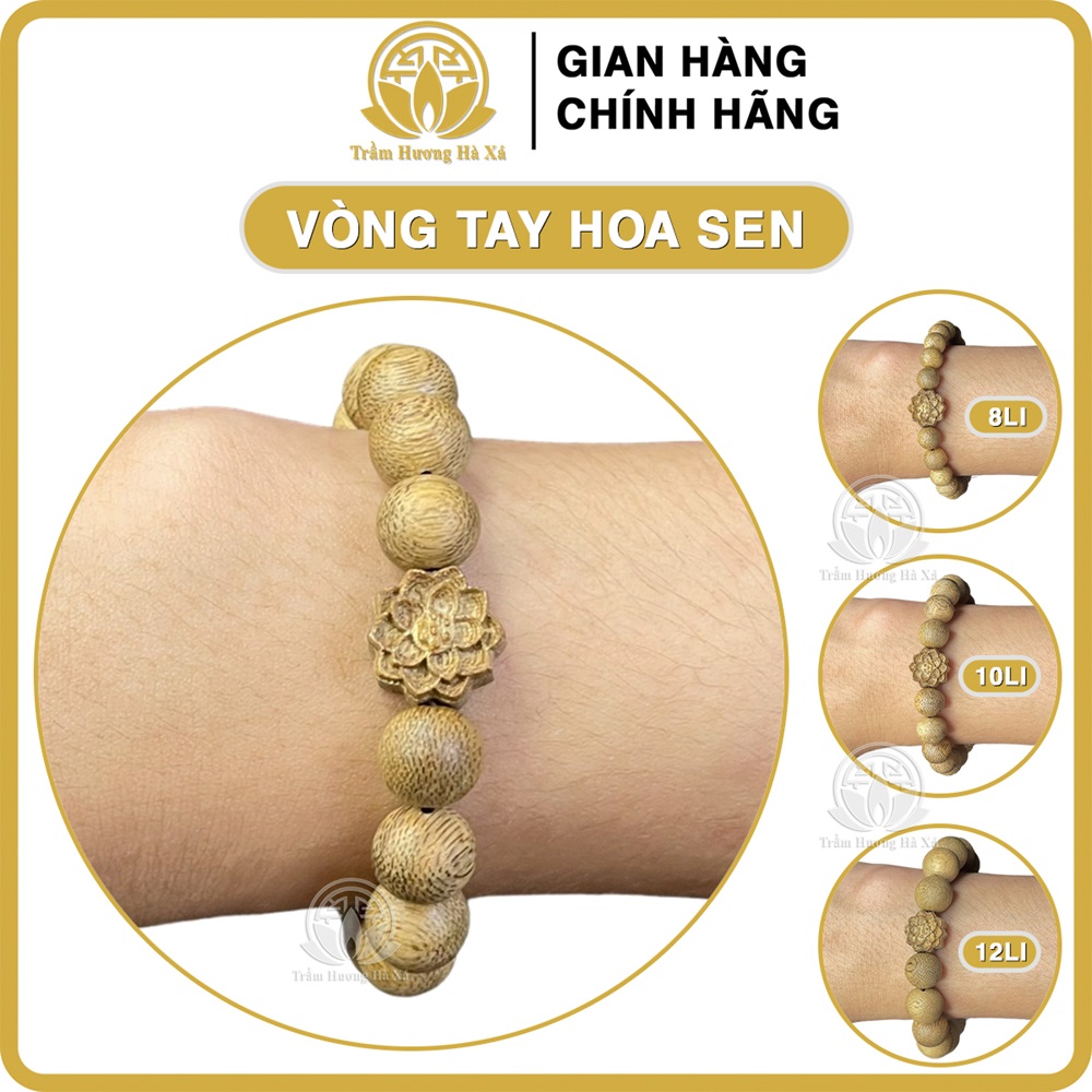 Vòng tay hoa sen tốc phong thủy trầm hương HÀ XÁ vòng đeo tay cặp đôi nam nữ may mắn tài lộc