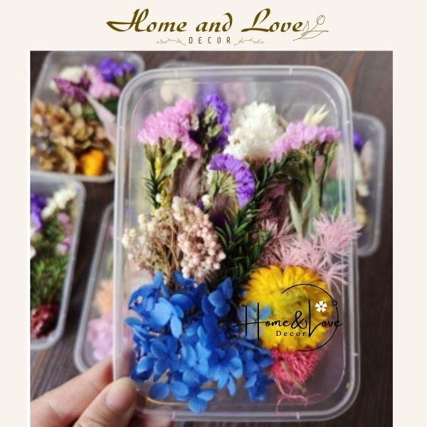 Hoa khô mix tổng hợp trang trí resin, tranh hoa khô