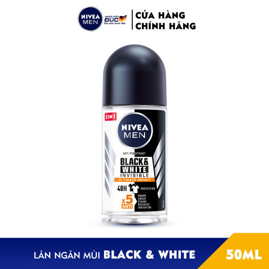 Lăn ngăn mùi nivea men black & white chống ố vàng áo 50ml