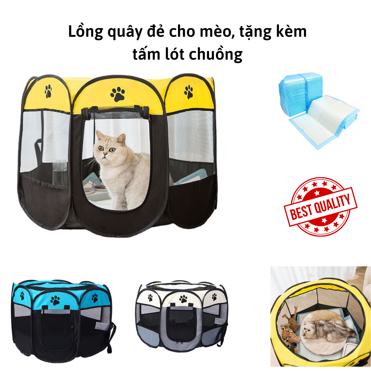 Chuồng đẻ cho mèo, lồng đẻ cho mèo, Ổ Đẻ CHo Chó Mèo Có Thể Gấp Gọn, tiện dụng cho các bé mèo chăm sóc con