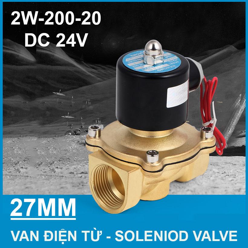 Van khóa mở nước bằng điện từ 24V 2W-200-20 ren 27mm