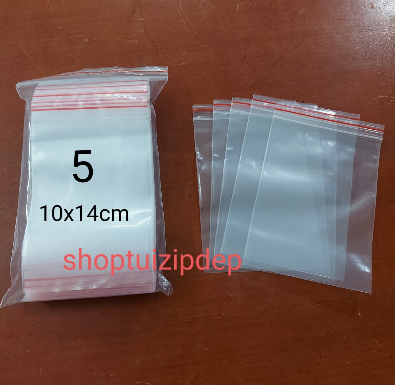 Combo 100 cái túi zip nhỏ viền đỏ số 5 kt 10x14 cm