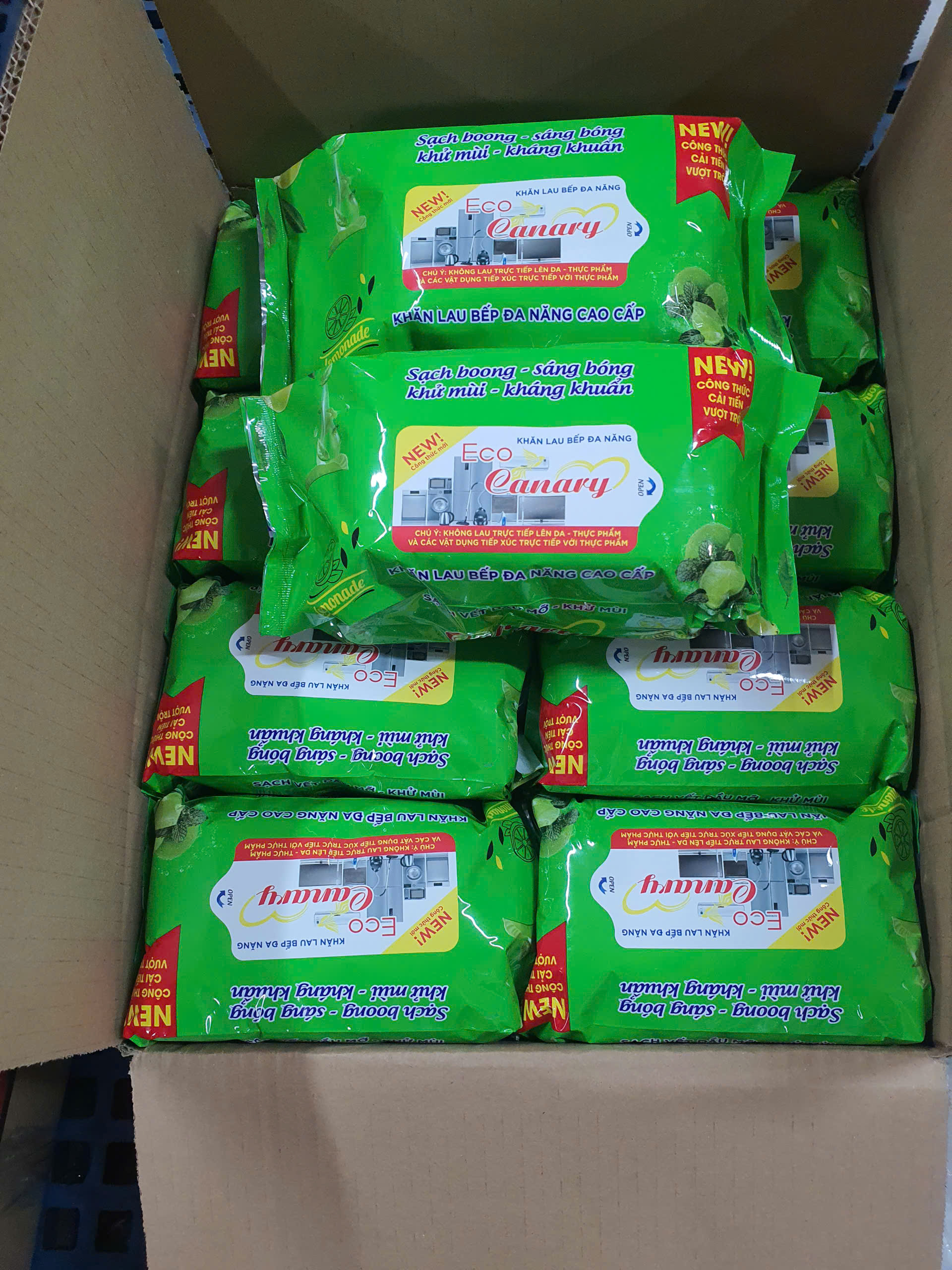 Combo 5 Gói Khăn Ướt Lau Bếp Đa Năng ECO CANARY Kháng Khuẩn, Khử Mùi Hôi, Cho bạn không gian bếp tươi mát