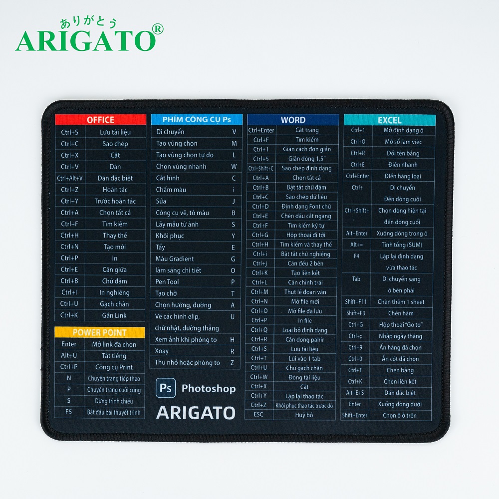 Lót chuột, tấm lót chuột phím tắt cỡ 25x30cm, bàn di công thức tin học