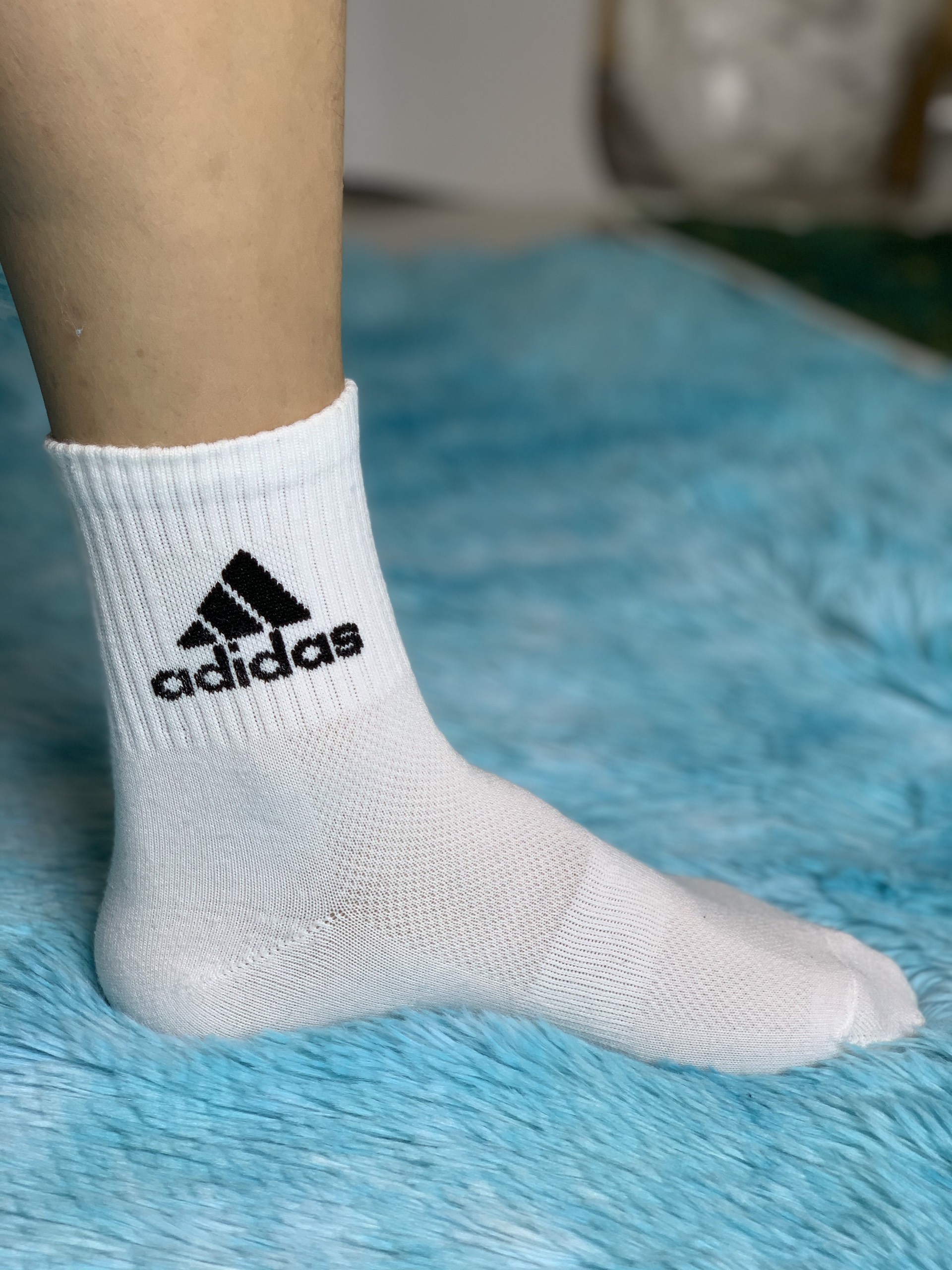 Tất dệt kim Adidas Trắng cổ lửng