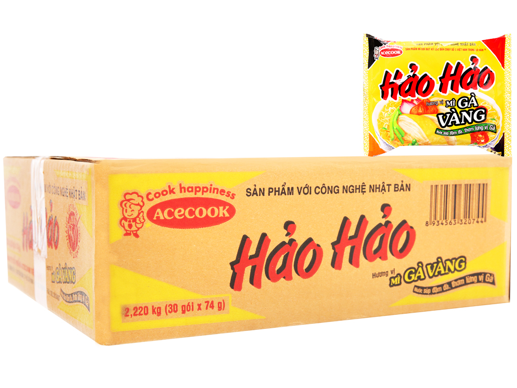 Thùng 30 gói mì Hảo Hảo hương vị gà vàng 74g