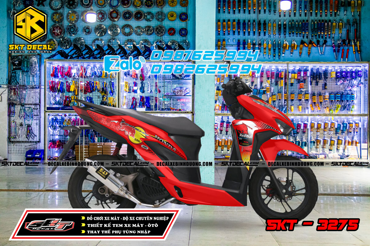 Tem rời vario đỏ đen red bull 3275