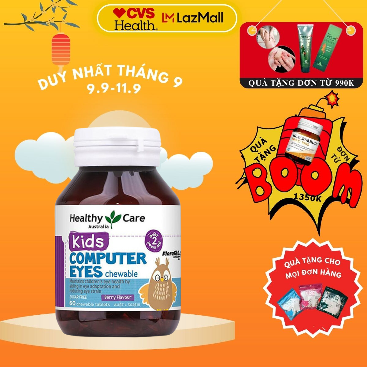 Viên nhai hỗ trợ mắt cho bé healthy care kids computer eyes - 60 viên