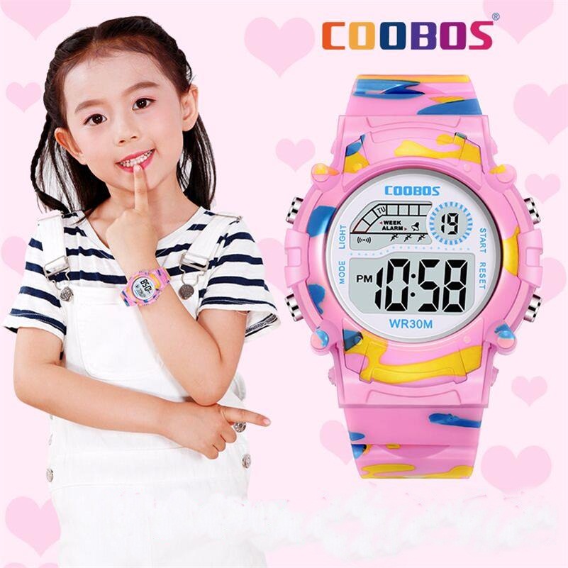 Đồng hồ thể thao coobos 1015 màu hồng cho bé gái