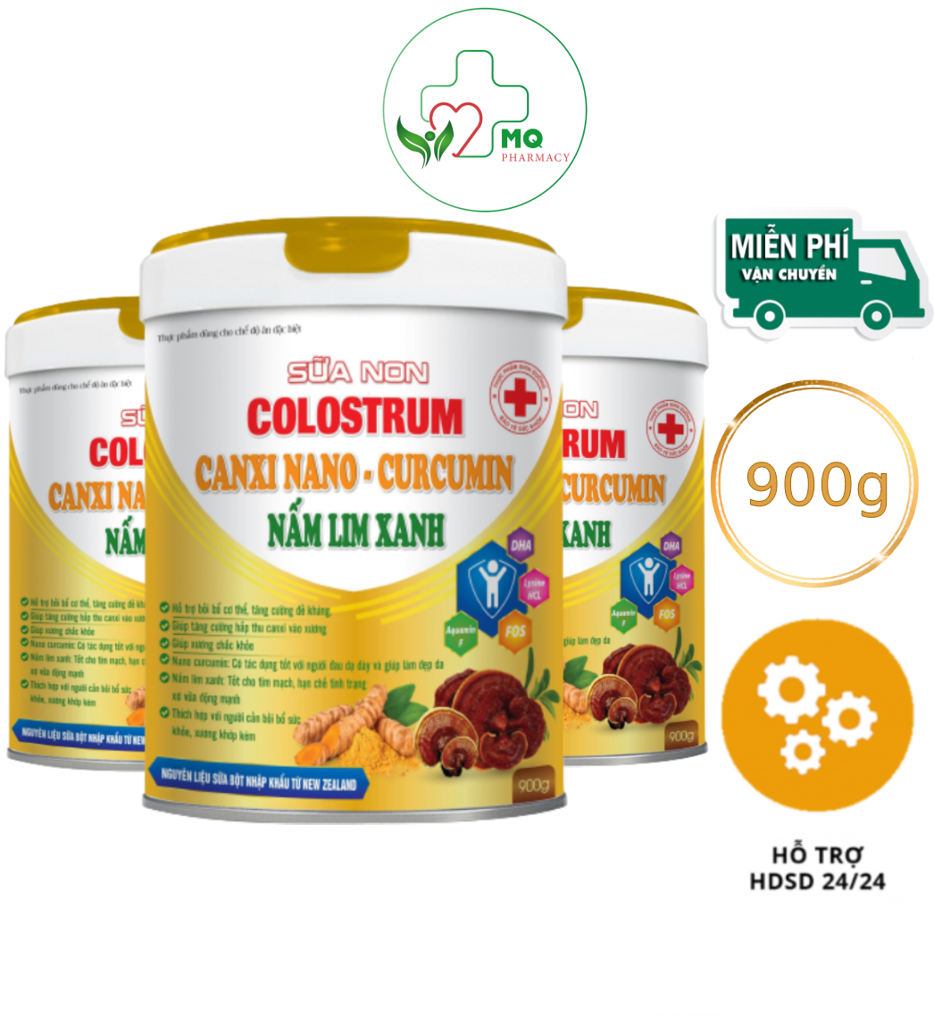 [Combo 3 hộp] Sữa non Colostrum Canxi Nano - Curcumin Nấm Lim Xanh - FreeShip Max - Minh Quân Pharma