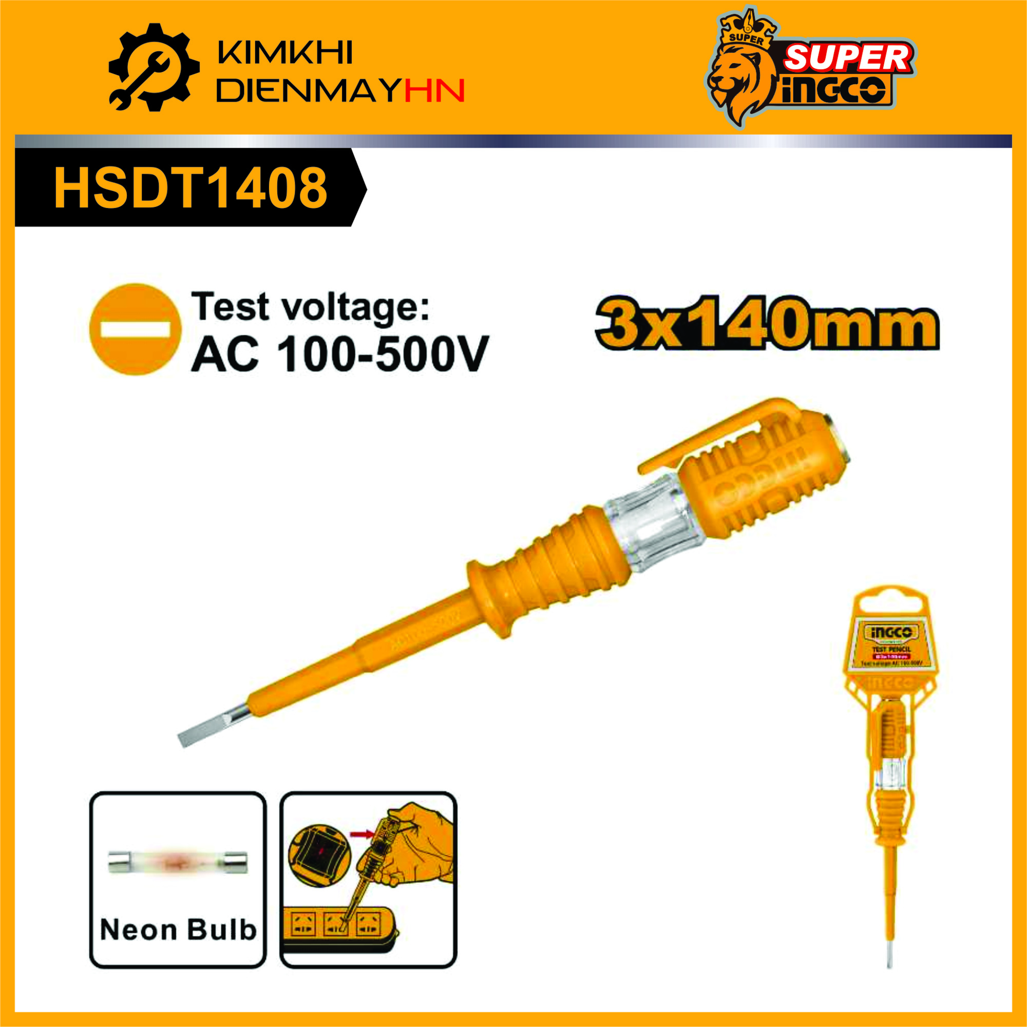 Bút thử điện ingco hsdt1408
