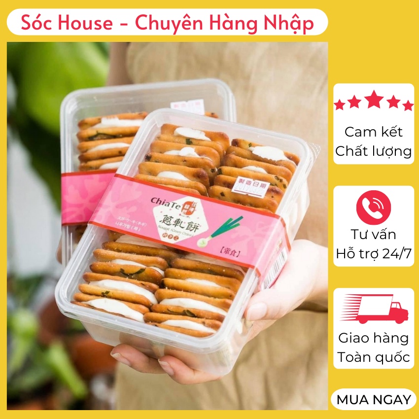 Bánh hành Chiate Đài Loan Bánh hành nhân sữa bò thơm mịn vị béo cực ngon Hộp 18 Bánh