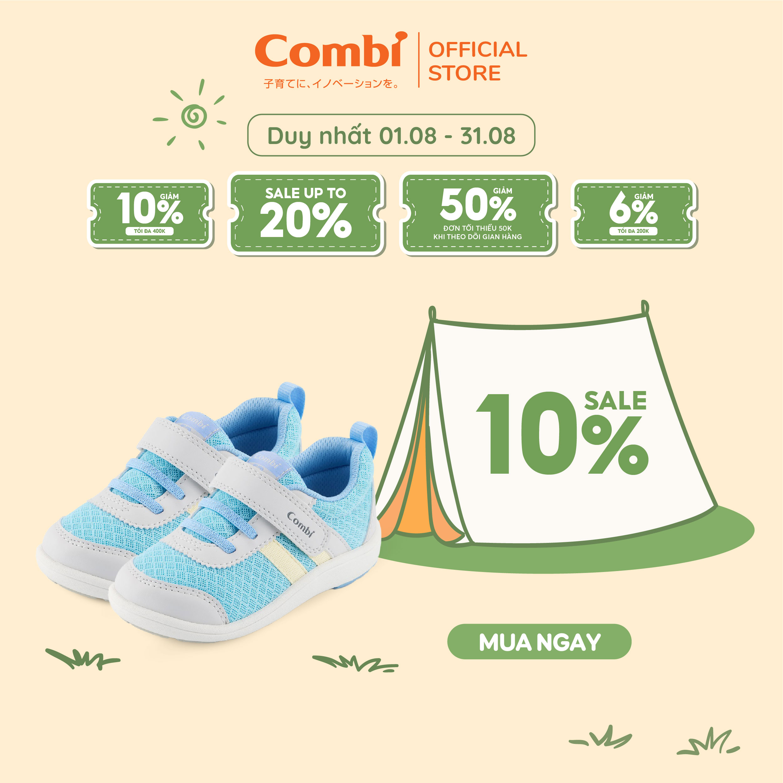Giày Combi S-Go đế định hình C2201 màu xanh baby