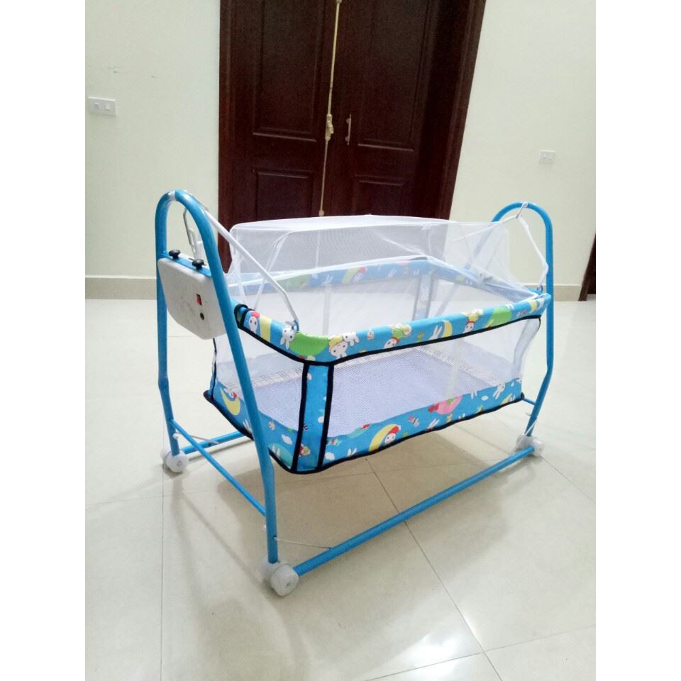 Nôi Điện Võng xếp tự động Thành Hưng - Quang Hưng 2 trong 1 tặng võng - màn chống muỗi