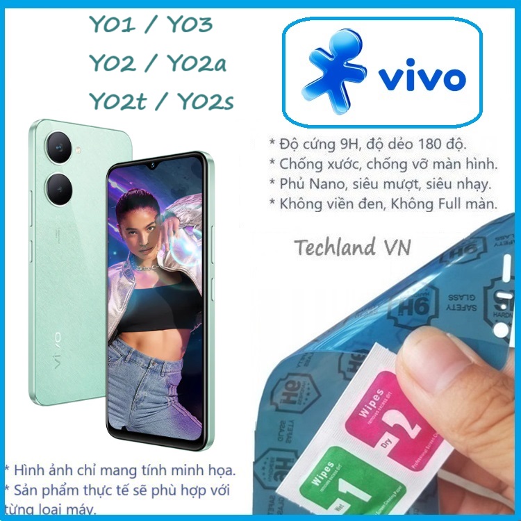 Cường Lực Phủ Nano Vivo Y01 / Y02 / Y03 / Y02s / Y02a / Y02t - Trong Suốt, Không Full Màn, Không Viền Đen