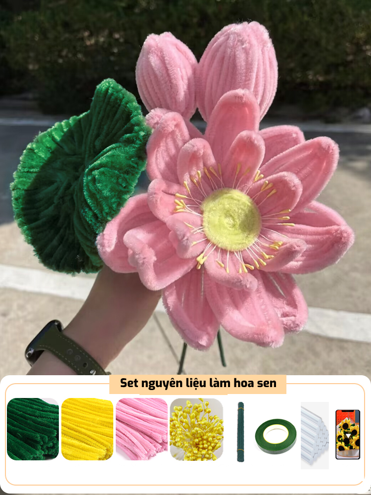 Set nguyên liệu kẽm nhung làm hoa sen