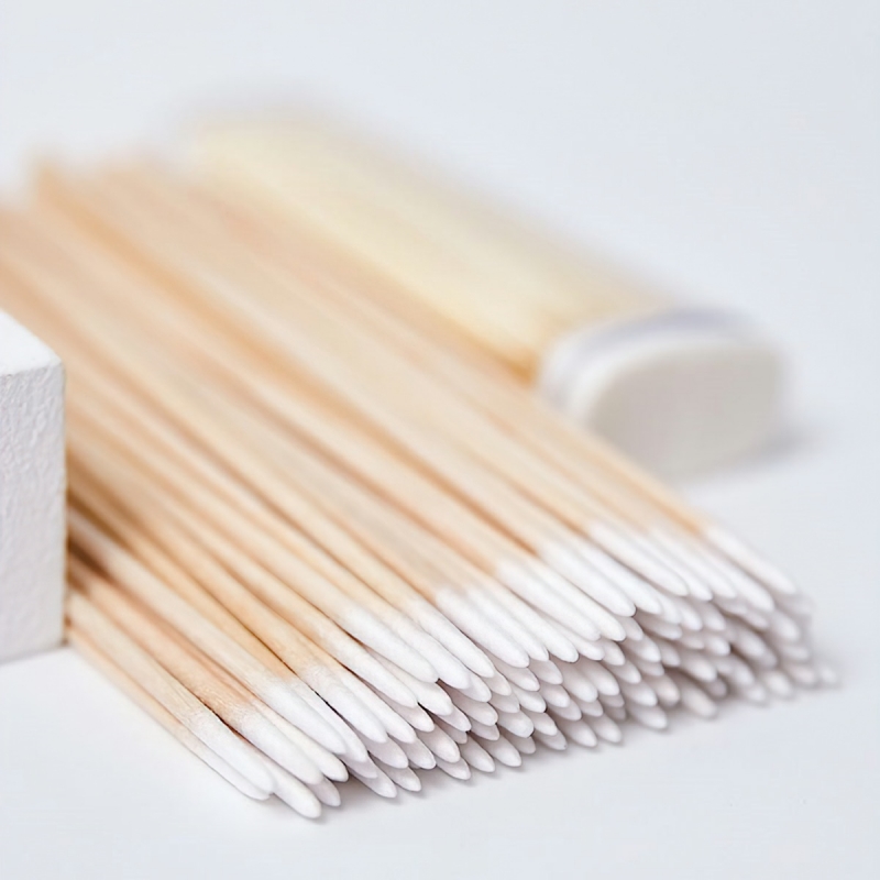 Tăm bông cán gỗ 1 đầu nhọn dùng trong phun xăm, nail, nối mi-hause