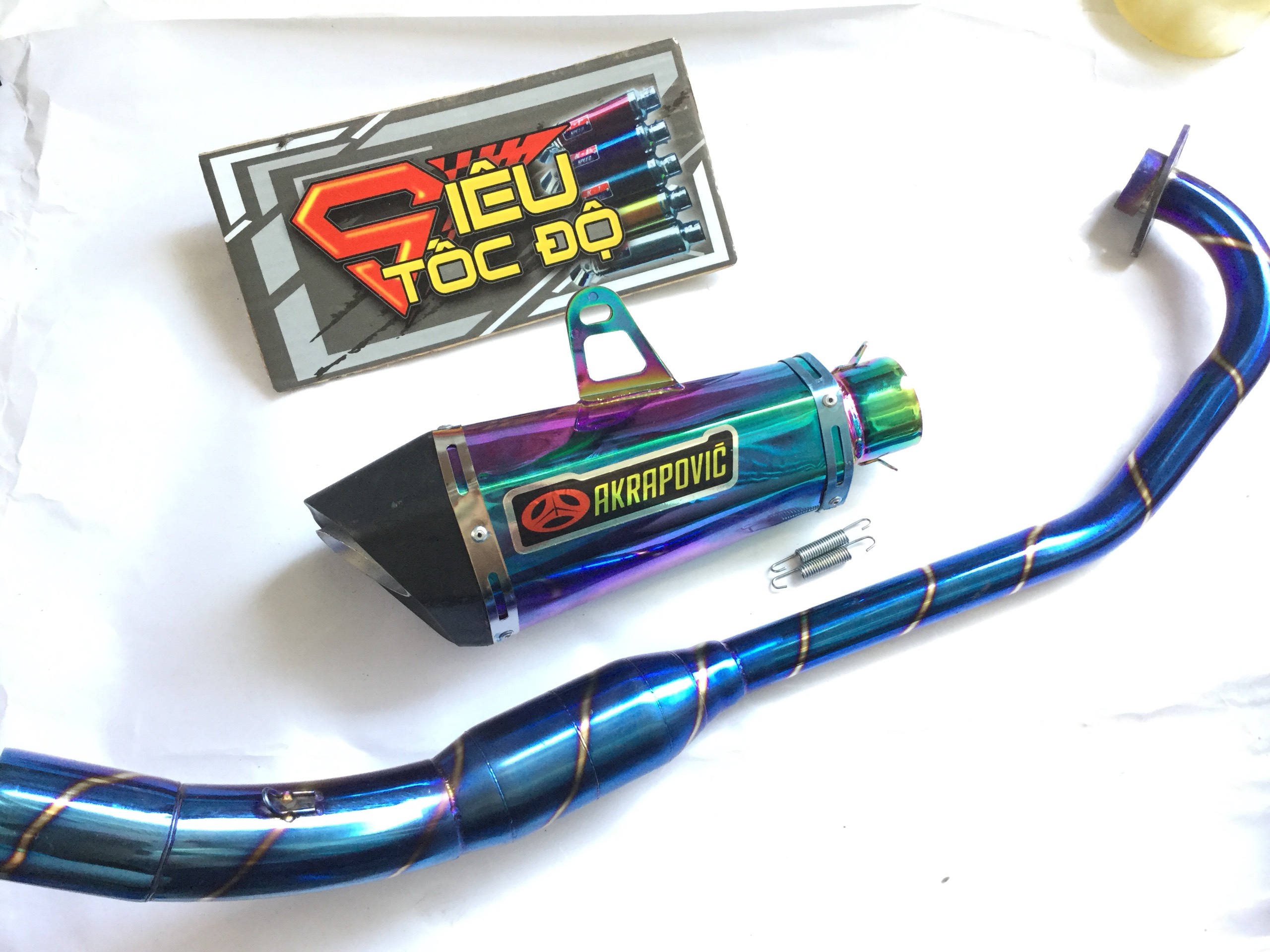 Combo pô akapovic titan bao gồm cả cổ pô bầu hơi titan độ cho xe exciter 135......