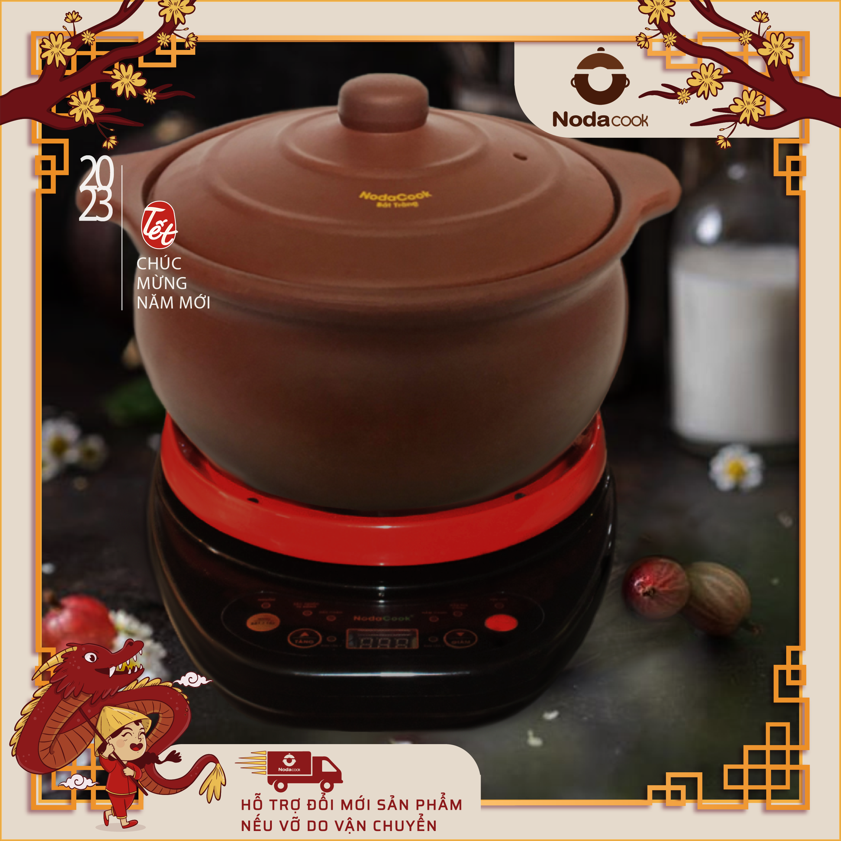 Nồi kho cá hẹn giờ 2 lít NodaCook tính năng gốm kháng khuẩn
