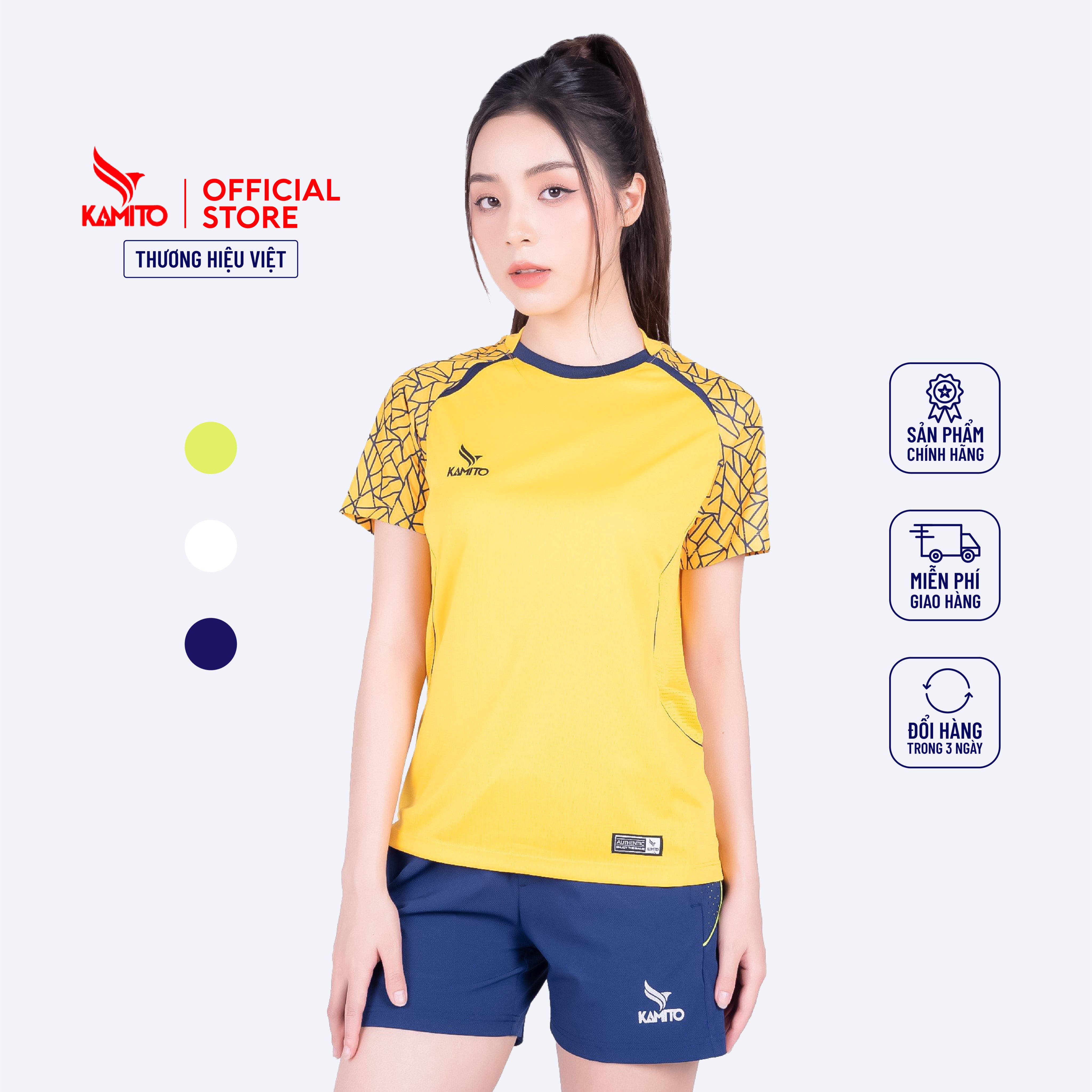 Áo Thun T-Shirt Nữ Họa Tiết Tay Lưới KMAT2101 KAMITO Chính Hãng