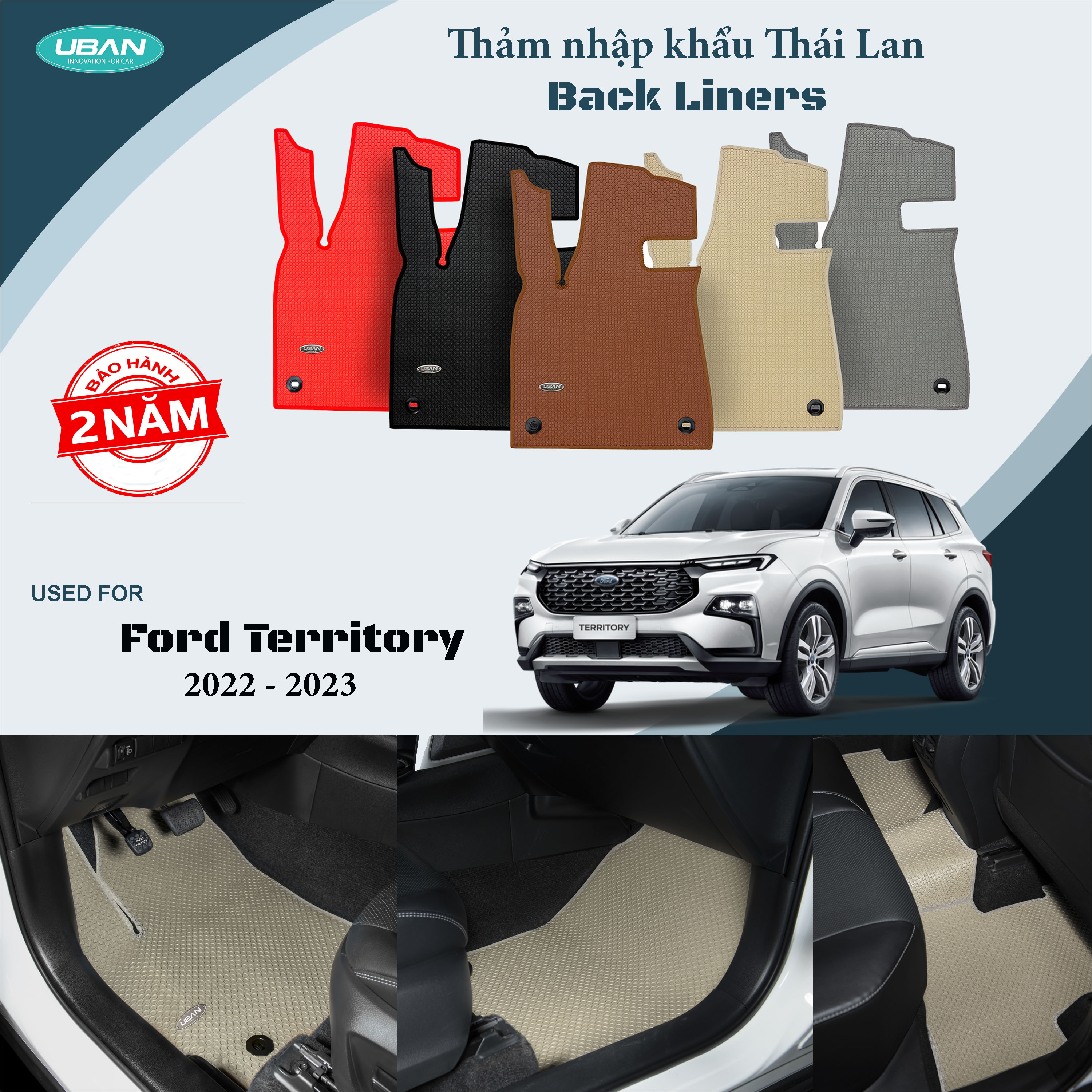 Thảm lót sàn ô tô UBAN xe Ford Territory - Nhập khẩu Thái Lan
