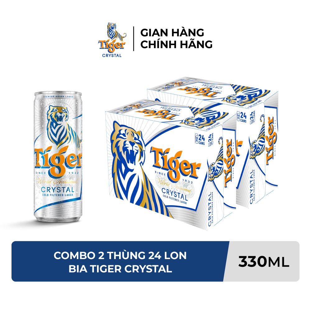 Combo 2 Thùng 24 lon bia Tiger Crystal 330ml/lon