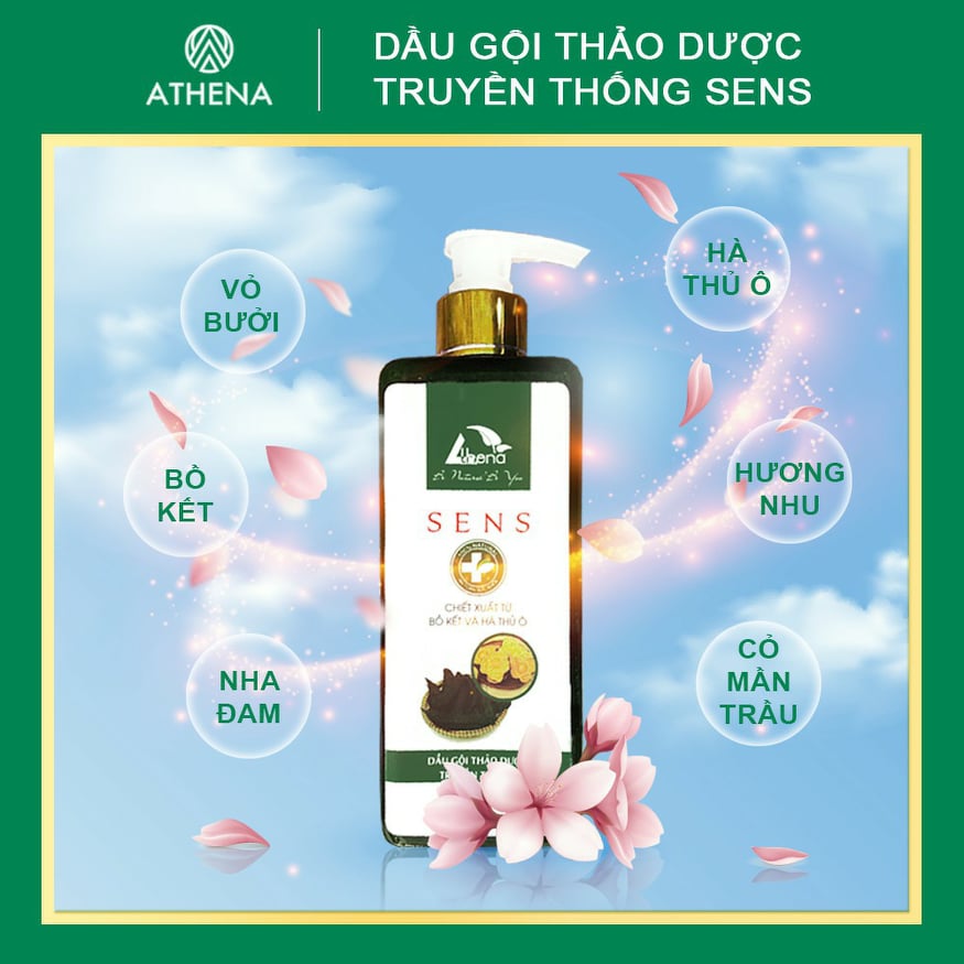 Dầu Gội Thảo Dược truyền thống SENS có bồ kết và hà thủ ô giúp sạch gàu, rụng, ngứa da đầu (350ml)