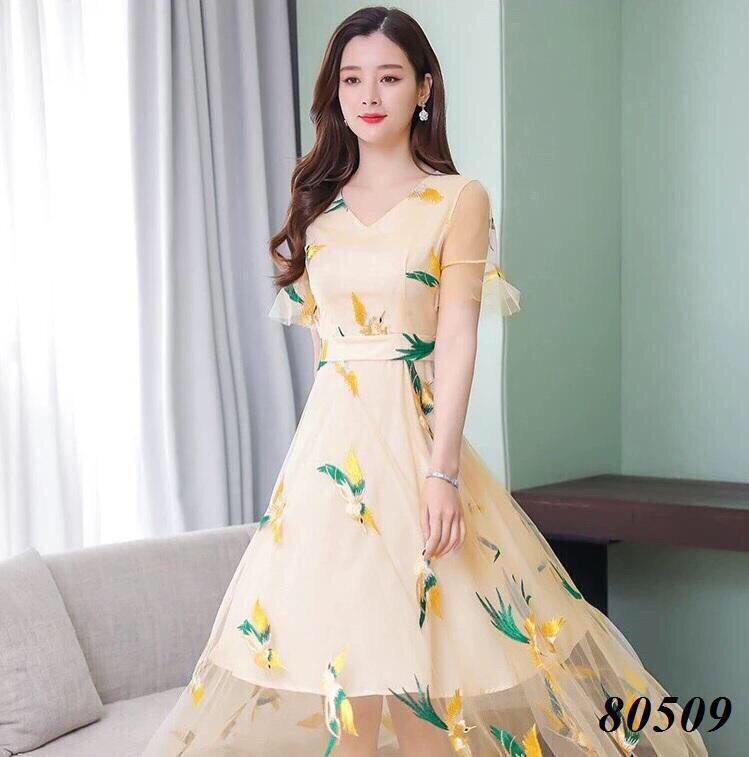 Đầm dạ hội thêu phượng hoàng - sang trọng - quý phái - hàng thiết kế mới nhất 2020/ có size 70KG