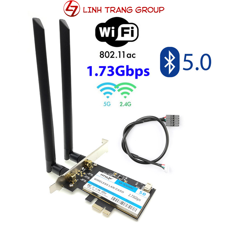 Card wifi PCI-E chuẩn AC tích hợp bluetooth cho máy tính bàn Wtxup TX-9260AC - PK104