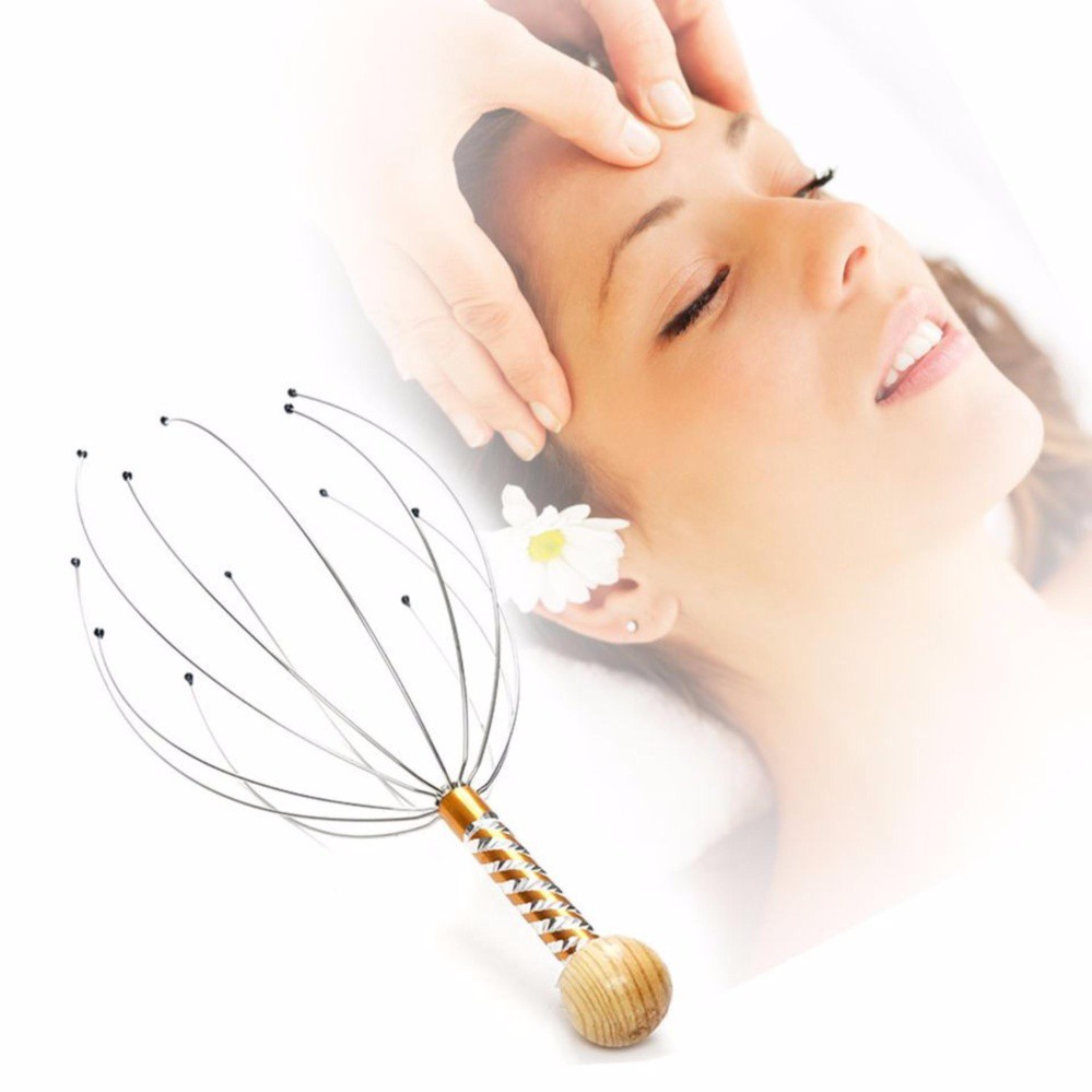 Dụng cụ massage đầu và cổ bạch tuộc 12 nhánh châm cứu thông minh, cây gãi đầu vật lý cầm tay giúp thư giãn, giảm mệt mỏi, xả stress