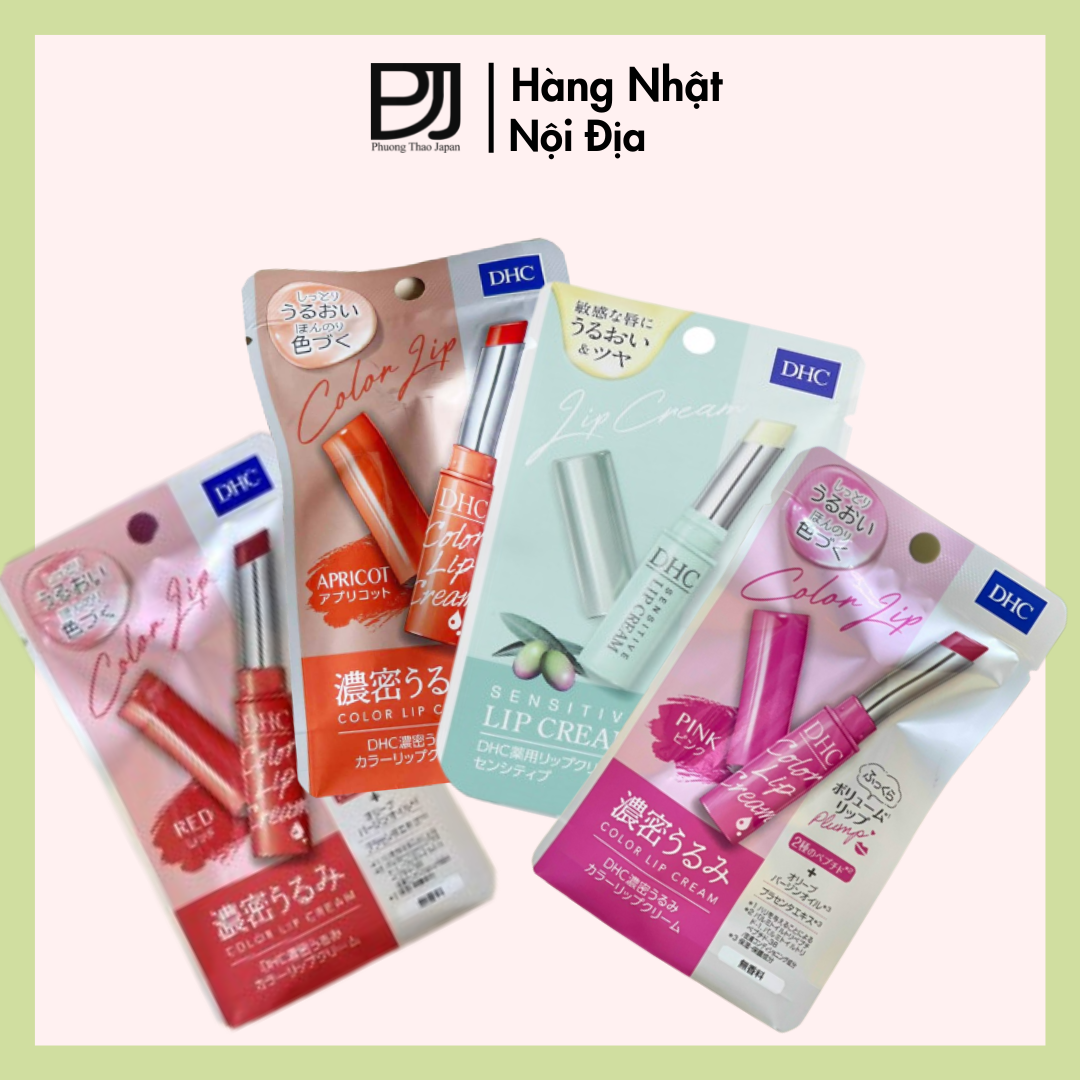 Son dưỡng môi dhc color lip cream màu hồng/ đỏ/ cam/ có màu thỏi tuýp 1.5g