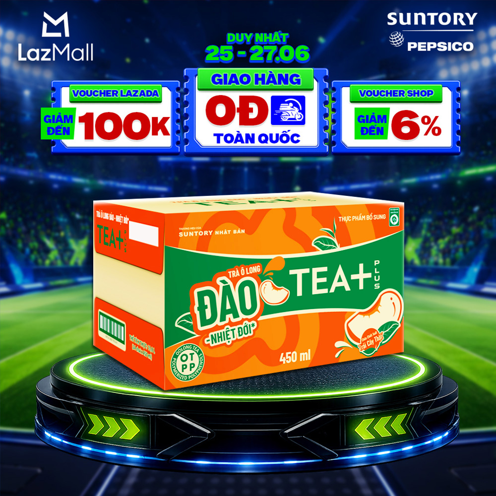 [SALE 15.6] Thùng 24 Chai Trà Ô Long Tea+ Đào Trái Cây Nhiệt Đới (450ml/chai)