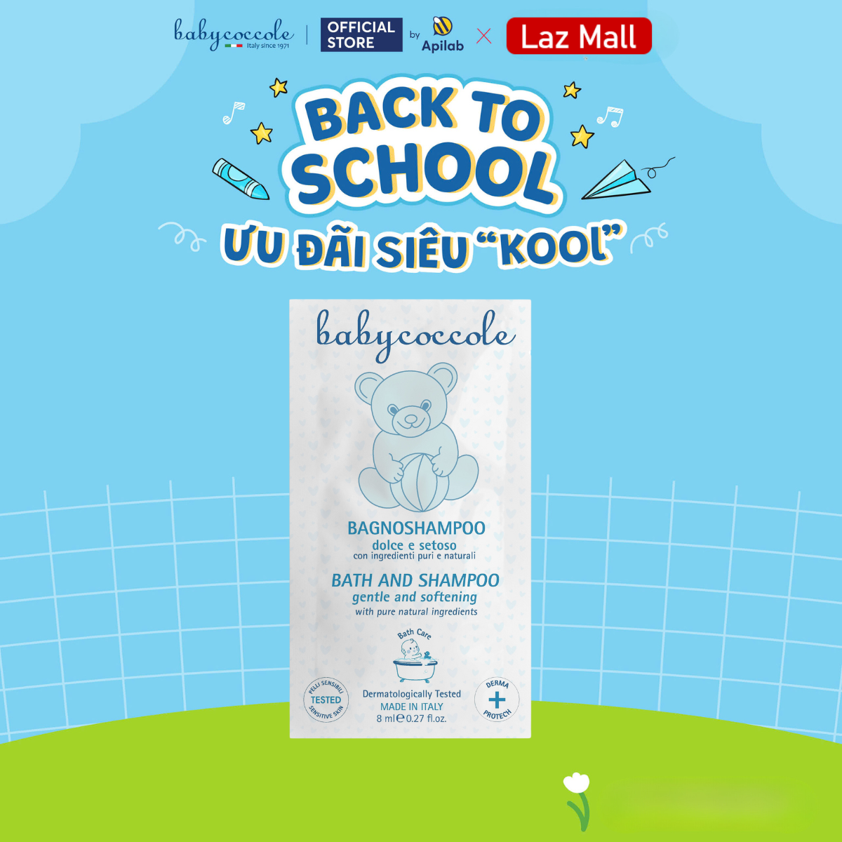 Sữa Tắm Gội cho Bé Babycoccole 0M+ Gói Du Lịch 8ml