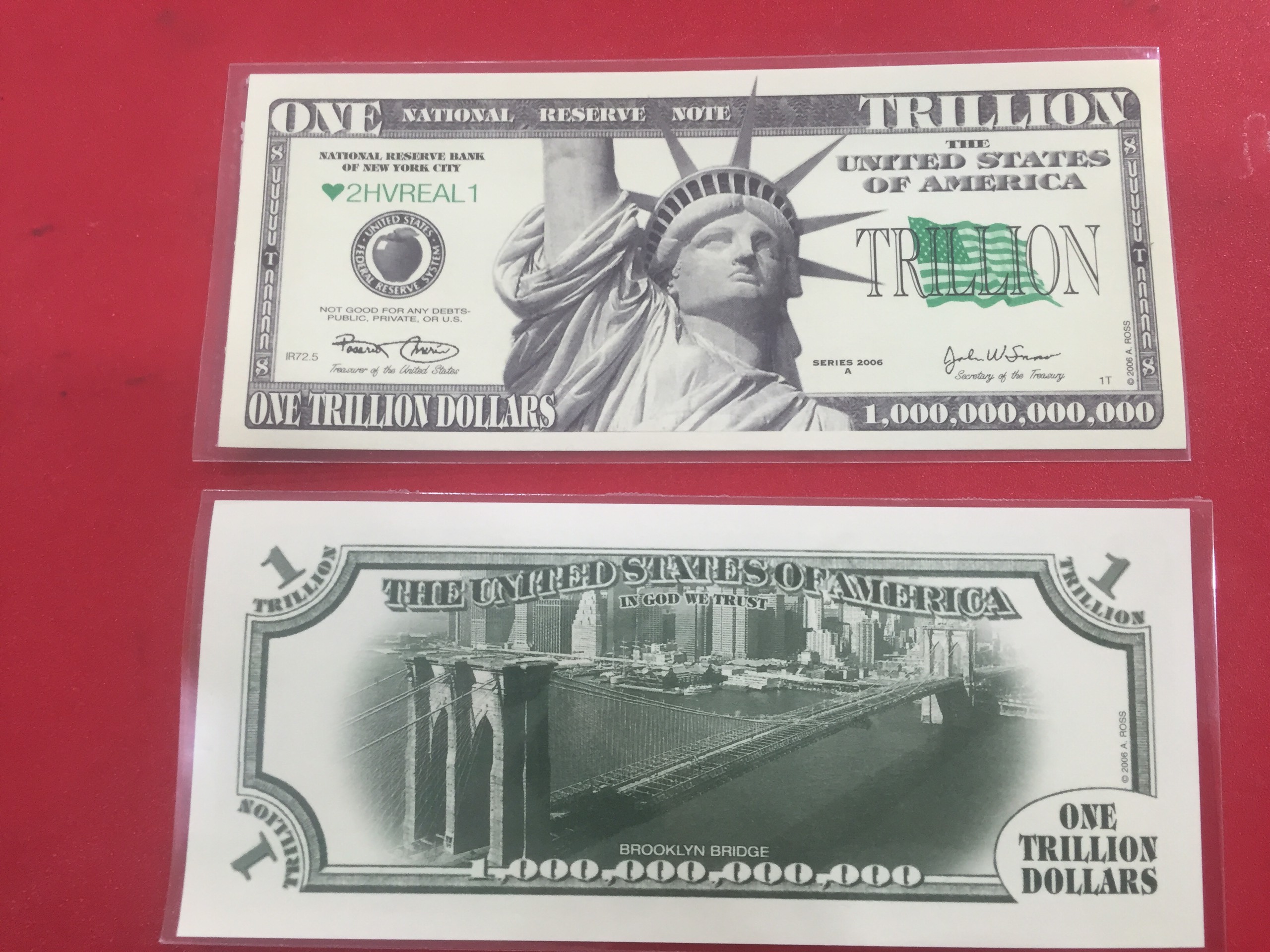 Tờ 1 Nghìn tỷ USD KỈ NIỆM NƯỚC MỸ