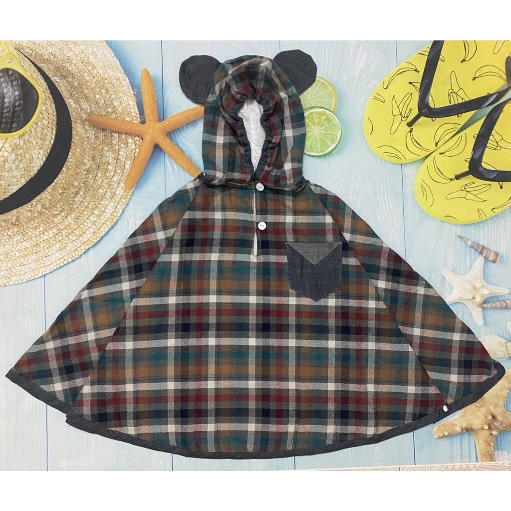 Áo Choàng Chống Nắng Trẻ Em Bé Trai Tai Gấu từ 1-7 tuổi